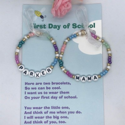 First Day of School Bracelet Matching Bracelets Heart Bracelets