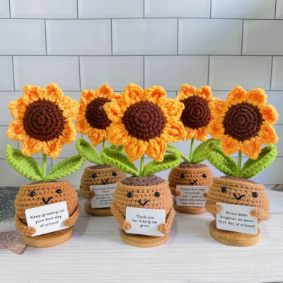 Custom Cute Handmade Crochet Sunflowers Emotional Support Gift Set