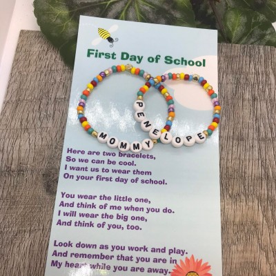 First Day of School Bracelet Matching Bracelets Heart Bracelets