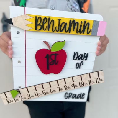 Personalized First/100th/Last Day of School Interchangeable Back to School Sign Prop For Kids Gift Ideas
