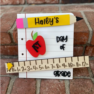 Personalized First/100th/Last Day of School Interchangeable Back to School Sign Prop For Kids Gift Ideas