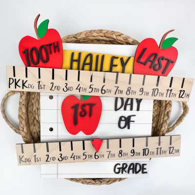 Personalized First/100th/Last Day of School Interchangeable Back to School Sign Prop For Kids Gift Ideas