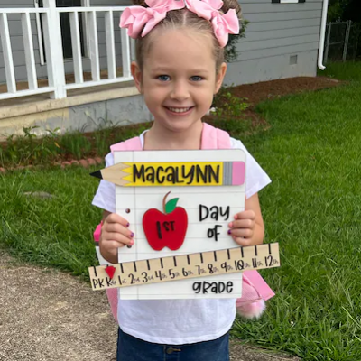 Personalized First/100th/Last Day of School Interchangeable Back to School Sign Prop For Kids Gift Ideas