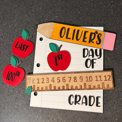 Personalized First/100th/Last Day of School Interchangeable Back to School Sign Prop For Kids Gift Ideas