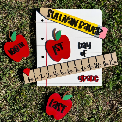 Personalized First/100th/Last Day of School Interchangeable Back to School Sign Prop For Kids Gift Ideas