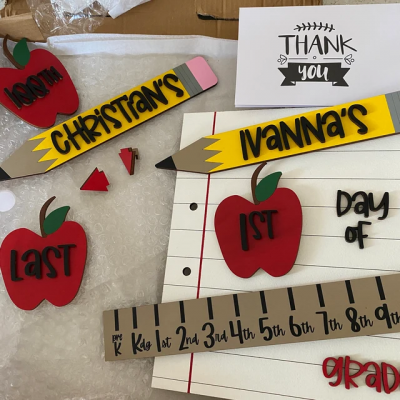 Personalized First/100th/Last Day of School Interchangeable Back to School Sign Prop For Kids Gift Ideas