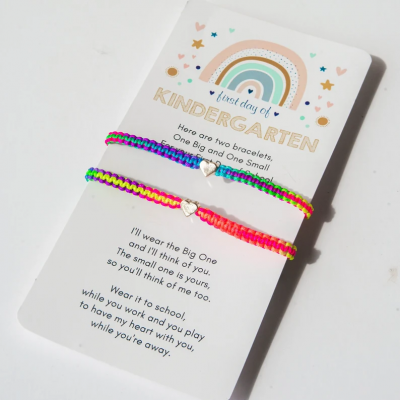 First Day of Kindergarten School Bracelet Matching Bracelets Heart Bracelets