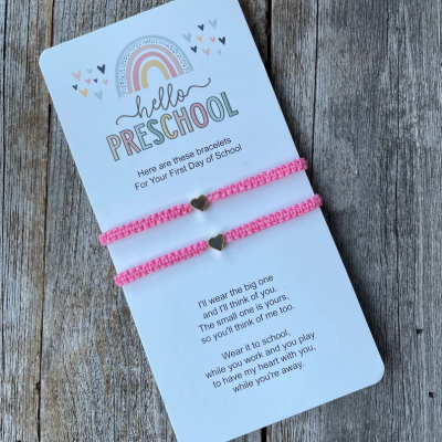 First Day of Kindergarten School Bracelet Matching Bracelets Heart Bracelets