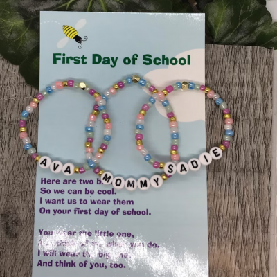 First Day of School Bracelet Matching Bracelets Heart Bracelets